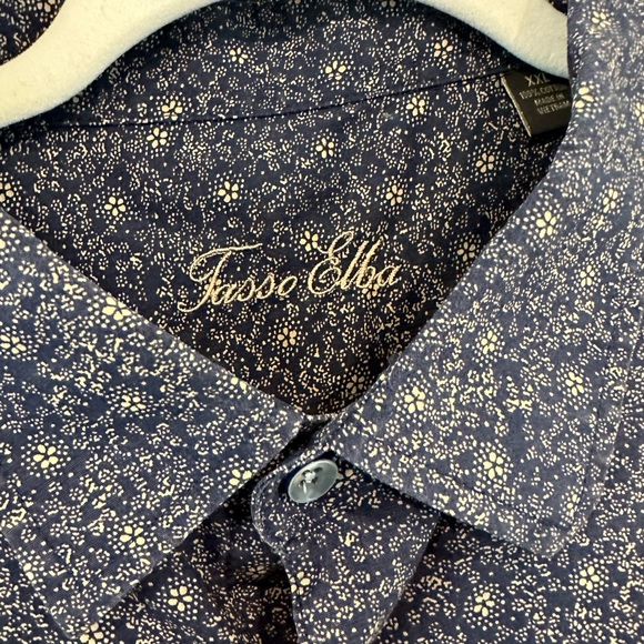 Tasso Elba XXL casual short sleeve button down shirt. Navy and gold. Like new - Picture 2 of 5